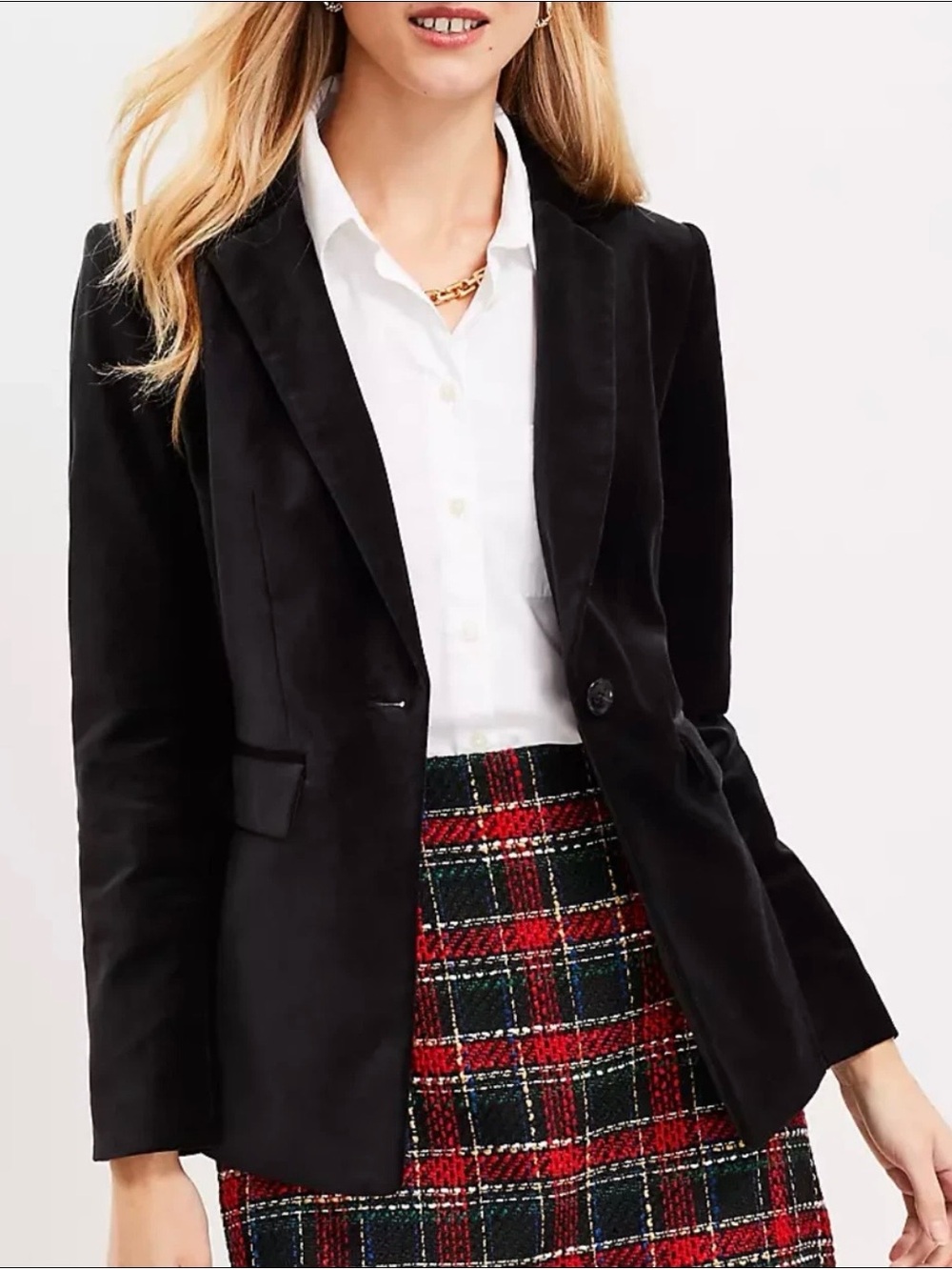 LOFT Black Velvet Single-Button Blazer Size 10P